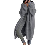 Generisch Cardigan da donna a maglia grossa, elegante, per autunno e inverno, a maglia, casual, alla moda, per le mezze stagioni, da donna, oversize, A04 grigio scuro, M