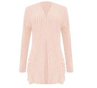 Generisch Cardigan da donna con scollo a V, giacca a maglia fine, alla moda, a maniche lunghe, per autunno, senza chiusura, giacca per le mezze stagioni, aperta sul davanti, casual ed elegante, Colore