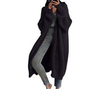 Generisch Cardigan da donna, lungo, oversize, Open Front with Pockets Thick Chunky Knit Warm Coat for Autumn Winter Dickjacke Damen Warm, Nero , 3XL