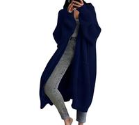Generisch Cardigan da donna, lungo, oversize, Open Front with Pockets Thick Chunky Knit Warm Coat for Autumn Winter Dickjacke Damen Warm, blu navy, M