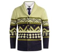 Generisch Cardigan da uomo, invernale, casual, alla moda, casual, a maniche lunghe, caldo, per il tempo libero, a maglia fine, slim fit, multicolore, Giallo chiaro, M