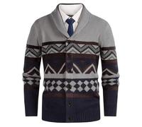 Generisch Cardigan da uomo, invernale, casual, alla moda, casual, a maniche lunghe, caldo, per il tempo libero, a maglia fine, slim fit, multicolore, grigio., L