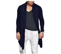 Generisch Cardigan da uomo per le mezze stagioni, asimmetrico, lungo muscolo trasparente, camicia a rete a maniche lunghe, top sottile, estivo, a maniche lunghe, mantello anteriore aperto, Blu, M