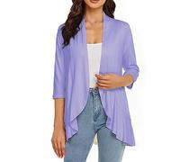 Generisch Cardigan donna casual leggero aperto anteriore morbido drappeggiato 3/4 maniche Cardigan donna aperto anteriore giacca costumi da bagno copertura spiaggia copertura up leggero casual coat
