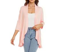 Generisch Cardigan donna casual leggero aperto anteriore morbido drappeggiato 3/4 maniche Cardigan donna aperto anteriore giacca costumi da bagno copertura spiaggia copertura up leggero casual coat