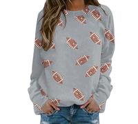 Generisch Cardigan donna giallo senape donna stampa grafica rugby domenica casual manica lunga girocollo 2025 maglione autunno maglione blu donna, grigio., XL