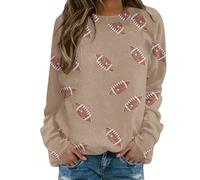 Generisch Cardigan donna giallo senape donna stampa grafica rugby domenica casual manica lunga girocollo 2025 maglione autunno maglione blu donna, cachi, XXL