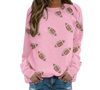 Generisch Cardigan donna giallo senape donna stampa grafica rugby domenica casual manica lunga girocollo 2025 maglione autunno maglione blu donna, Colore: rosa., 4XL