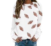 Generisch Cardigan donna giallo senape donna stampa grafica rugby domenica casual manica lunga girocollo 2025 maglione autunno maglione blu donna, bianco, 3XL