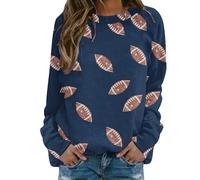 Generisch Cardigan donna giallo senape donna stampa grafica rugby domenica casual manica lunga girocollo 2025 maglione autunno maglione blu donna, Blu scuro, L