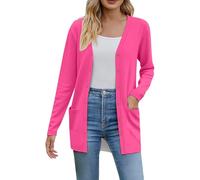 Generisch Cardigan leggero da donna, elegante, a maniche lunghe, con tasche, per autunno e inverno, casual, con tasche, Colore: rosa., S