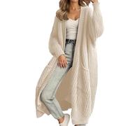 Generisch Cardigan lungo da donna, oversize, autunno, inverno, a maniche lunghe, cardigan lungo da donna, A albicocca., XL
