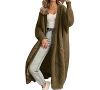 Generisch Cardigan lungo da donna, oversize, autunno, inverno, a maniche lunghe, cardigan lungo da donna, A verde militare., L