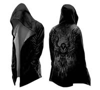 Generisch Cardigan medievale con stampe elaborate per un comfort elegante e versatile, Nero , 4XL