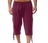 Generisch Cargo nero cotone per primavera estate, pantaloni capri da uomo in microfibra, Colore: rosso, XXL