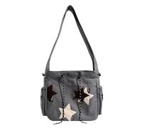 Generisch Carino Kawaii Star Canvas Messenger Bag Carino Borsa Da Viaggio Spalla Borse A Tracolla Per Le Donne Accessori Equitazione Delle Signore Borse, grigio., taglia unica