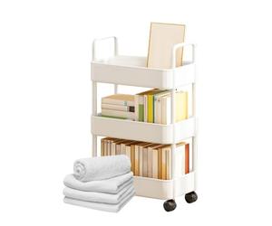Generisch Carrello a rotelle, mobile multiuso, 3/4 | Carrello multiuso a gradini con ruote, carrello portaoggetti con manici, adatto per cucina, soggiorno,