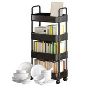 Generisch Carrello con ruote, mobile multiuso, 3/4 | Carrello multiuso a gradini con ruote, carrello portaoggetti con manici, adatto per cucina, soggiorno,