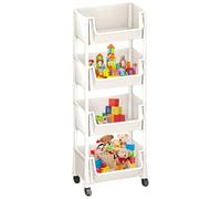 Generisch Carrello da cucina con 2/3/4/5 livelli, organizzatore portatile per cucina, bagno, lavanderia, camera da , posti stretti, plastica, con manici, bianco