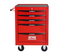 Generisch Carrello portautensili a 5 cassetti con ruote, mobile con cassetti con cuscinetti a sfera, robusta cassetta degli attrezzi in acciaio rosso/nero per garage e officina