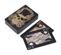 Generisch Carte da poker con teschio in PVC, carte da gioco in pellicola impermeabile, design scheletro nero, robusto e flessibile, con scatola, ideale per serate di gioco a casa, Texas Hold'em, Go