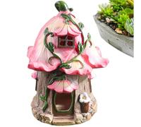 Generisch Casa delle fate illuminata per esterni con energia solare | Statua a casetta di funghi e fiori in resina - statuette da giardino come decorazione per la casa o il giardino