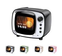 Generisch Cassa Bluetooth Retro con Sveglia Intelligente, Altoparlante Wireless Vintage con Display di Testi e Meteo, Suono HiFi, Regali Uomo Tech Oggetti Particolari(Nero)