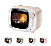 Generisch Cassa Bluetooth Retro con Sveglia Intelligente, Altoparlante Wireless Vintage con Display di Testi e Meteo, Suono HiFi, Regali Uomo Tech Oggetti Particolari(Beige)