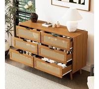Generisch Cassettiera a 6 cassetti in legno e metallo dal design retrò, credenza con spazio per camera da letto, soggiorno, ufficio (120 x 40 x 76,5 cm, noce)