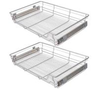 Generisch Cassetto da incasso estraibile cestello 2 PZ Argento 800 mm | Cestino per armadietti da cucina, in acciaio cromato, resistente alla ruggine, guide telescopiche con cuscinetti a sfera