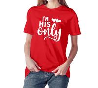 Generisch Casual Moda Donna Camicetta San Valentino Stampato Girocollo Manica Corta Maglioni Maglia 80 Anni Vestiti, Colore: rosso, S
