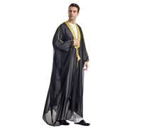 Generisch Casual musulmano araba abito in raso con maniche medie per uomo abito da sposa donna musulmano, Nero , L