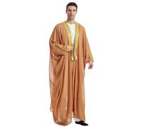 Generisch Casual musulmano araba abito in raso con maniche medie per uomo abito da sposa donna musulmano, cachi, XL