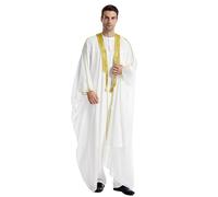 Generisch Casual musulmano araba abito in raso con maniche medie per uomo abito da sposa donna musulmano, bianco, XL