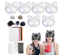 Generisch Cat Masque Craft Kit, kit per la creazione di maschere animali, 18 pezzi, set di mascherine per feste in maschera, feste artigianali