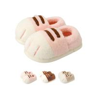 Generisch Cat Paw Slippers, 3D Cartoon Slipper for Women, Warm Fluffy Furry Winter House Slides for Indoor Outdoor, rosa., 40/41 EU