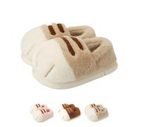 Generisch Cat Paw Slippers, 3D Cartoon Slipper for Women, Warm Fluffy Furry Winter House Slides for Indoor Outdoor, cachi, 40/41 EU