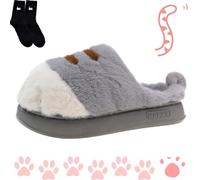 Generisch Cat Paw Slippers, Cute Funny 3D Cat Feet Slippers, Cozy Fuzzy Cat Paw Slippers for Women, Warm Winter Cat Paws Slippers, grigio., 40/41 EU