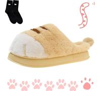 Generisch Cat Paw Slippers, Cute Funny 3D Cat Feet Slippers, Cozy Fuzzy Cat Paw Slippers for Women, Warm Winter Cat Paws Slippers, giallo., 40/41 EU
