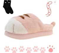 Generisch Cat Paw Slippers, Cute Funny 3D Cat Feet Slippers, Cozy Fuzzy Cat Paw Slippers for Women, Warm Winter Cat Paws Slippers, rosa., 40/41 EU