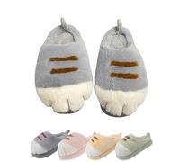 Generisch Cat Paw Slippers for Women,Warm House Slipper Indoor Outdoor Cute Funny Warm Cozy, grigio., 40/41 EU