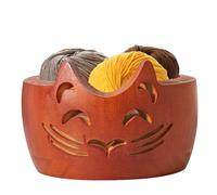 Generisch Cat Wood Bowl - Yarn Holder | per Filati in Legno Rustico a Forma di Gatto, Contenitore per lavori a Maglia