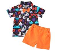 Generisch Categoria di prodotto: abiti e set 1: comodo vestito a due pezzi con papillon a forma di luna di zucca elastico, ideale per tutti i giorni, abbigliamento casual per bambini da 1 a 9 anni