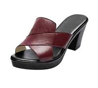 Generisch Categoria di prodotto: sandali da donna - moderne scarpe estive comode senza indicazione di colore stile reale - piattaforma analisi della concorrenza, Vino, 39 EU