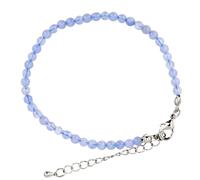 Generisch Cavigliera grigio blu in calcedonio naturale con sfere da 4 mm e un'estensione, realizzata a mano, Eine Grösse, Calcedonio, calcedonia