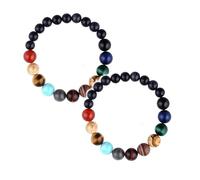 Generisch Cerchietto con perline a tema Planet Solar Eight braccialetto Unquie bracciali Bracciale Donna Bracciale Bracciale Gioielli, One Size*2, Pietra vulcanica