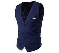 Generisch Chasuble - Gilet basic da uomo, slim fit, con scollo a V, casual, tinta unita, per il tempo libero, feste, banchetti, balli di fine anno, gilet alla moda