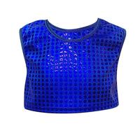 Generisch Cheerleading Performance Top per ragazze con paillettes Design come giubbotto da danza per spettacoli di squadra, attività sportive, Blu, 4-6 anni