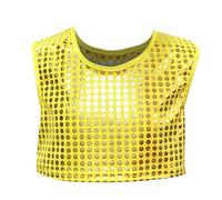 Generisch Cheerleading Performance Top per ragazze con paillettes Design come giubbotto da danza per spettacoli di squadra, attività sportive, gold, 7-10 anni