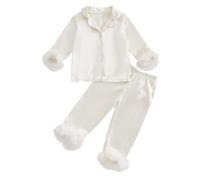 Generisch Children Kids Christmas Solid Family Clothes - Set di pantaloni a maniche lunghe per bambini, accappatoio in spugna con, beige., 12-13 Jahre